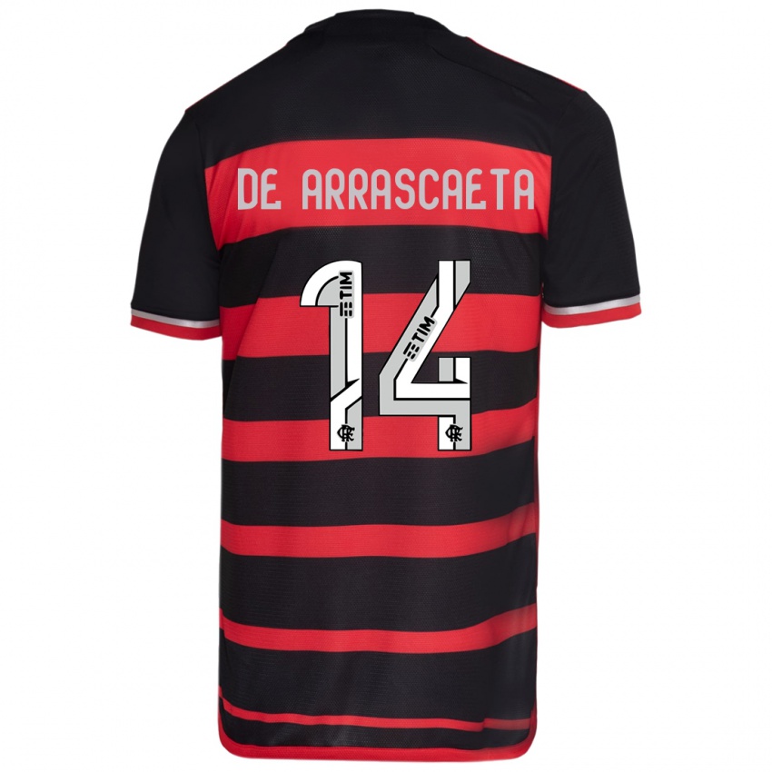 Bambino Maglia Giorgian De Arrascaeta #14 Rosso Nero Kit Gara Home 2024/25 Maglietta