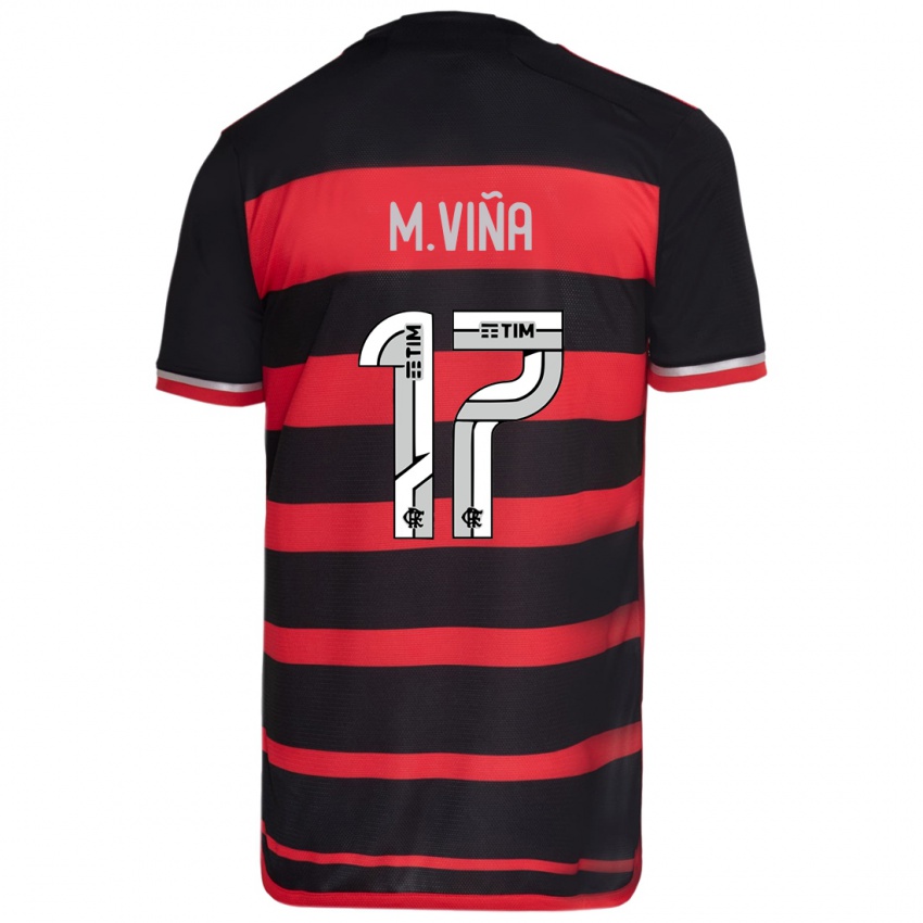 Bambino Maglia Matias Vina #17 Rosso Nero Kit Gara Home 2024/25 Maglietta