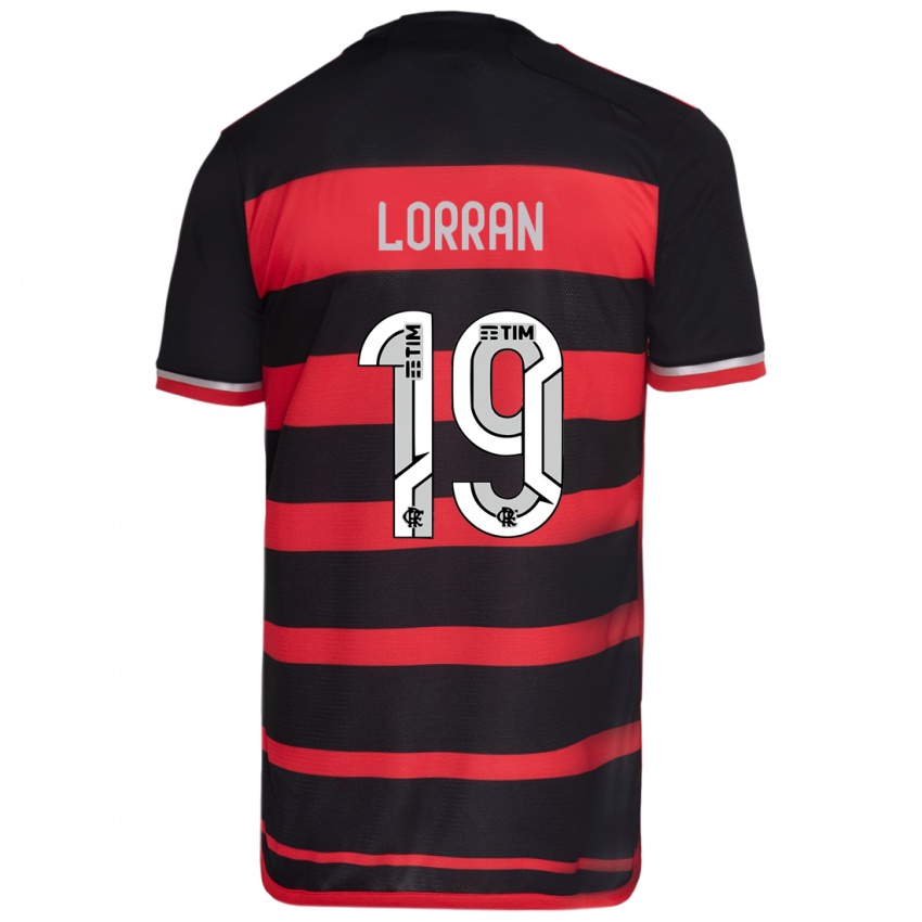 Bambino Maglia Lorran #19 Rosso Nero Kit Gara Home 2024/25 Maglietta