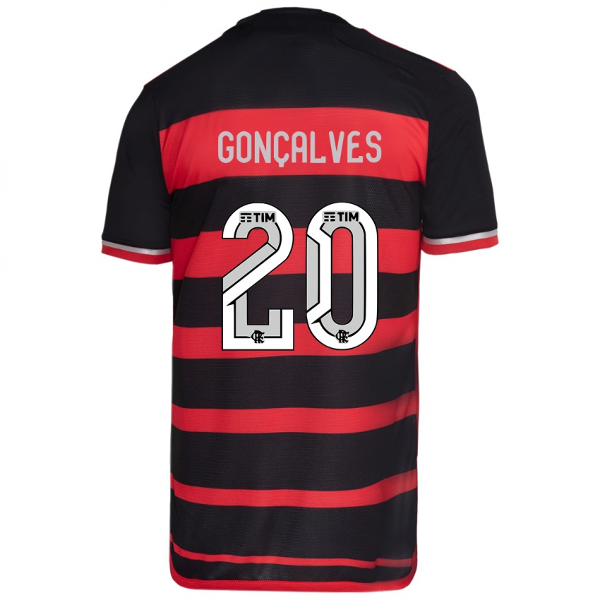 Bambino Maglia Matheus Gonçalves #20 Rosso Nero Kit Gara Home 2024/25 Maglietta