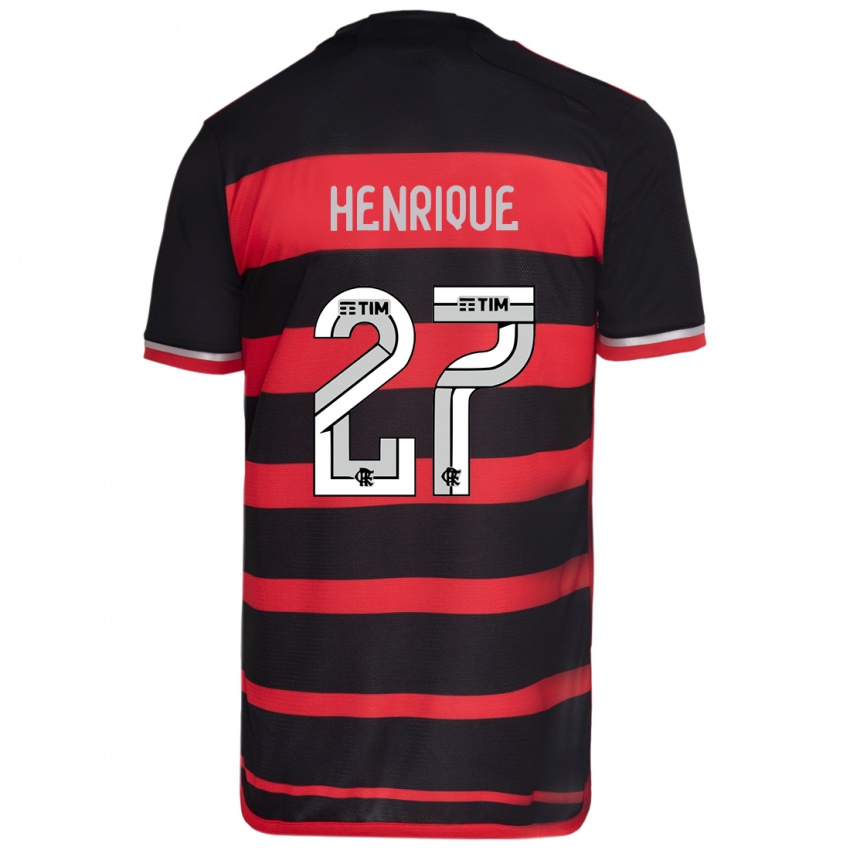 Bambino Maglia Bruno Henrique #27 Rosso Nero Kit Gara Home 2024/25 Maglietta