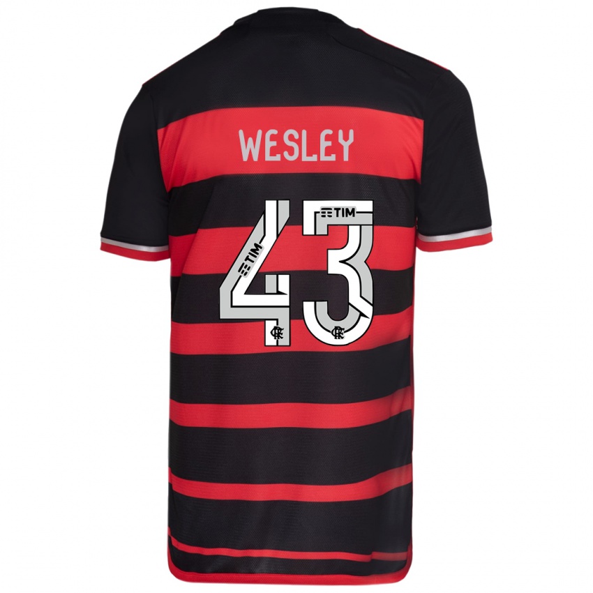 Bambino Maglia Wesley #43 Rosso Nero Kit Gara Home 2024/25 Maglietta