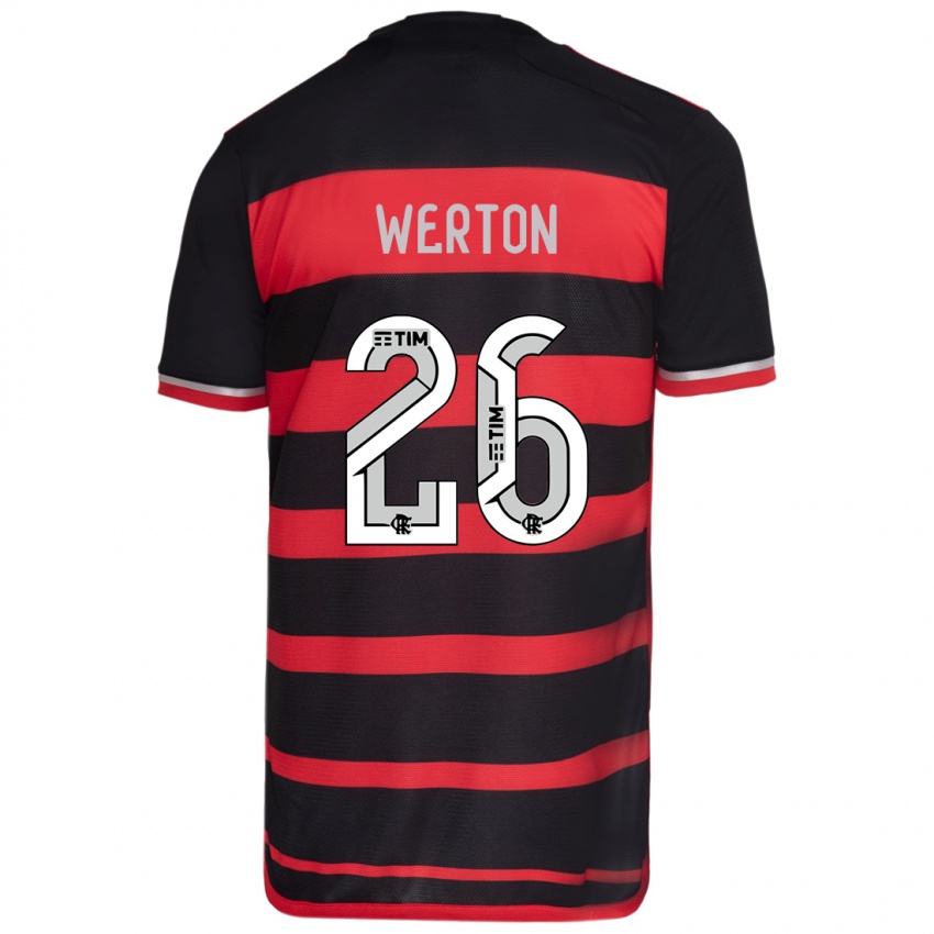 Bambino Maglia Werton #26 Rosso Nero Kit Gara Home 2024/25 Maglietta