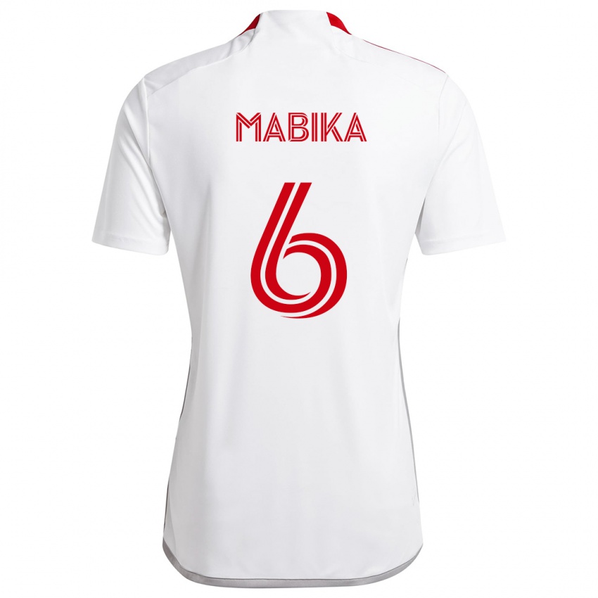 Bambino Maglia Aimé Mabika #6 Bianco Rosso Kit Gara Away 2024/25 Maglietta