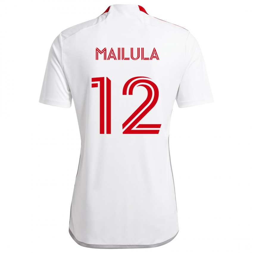 Bambino Maglia Cassius Mailula #12 Bianco Rosso Kit Gara Away 2024/25 Maglietta