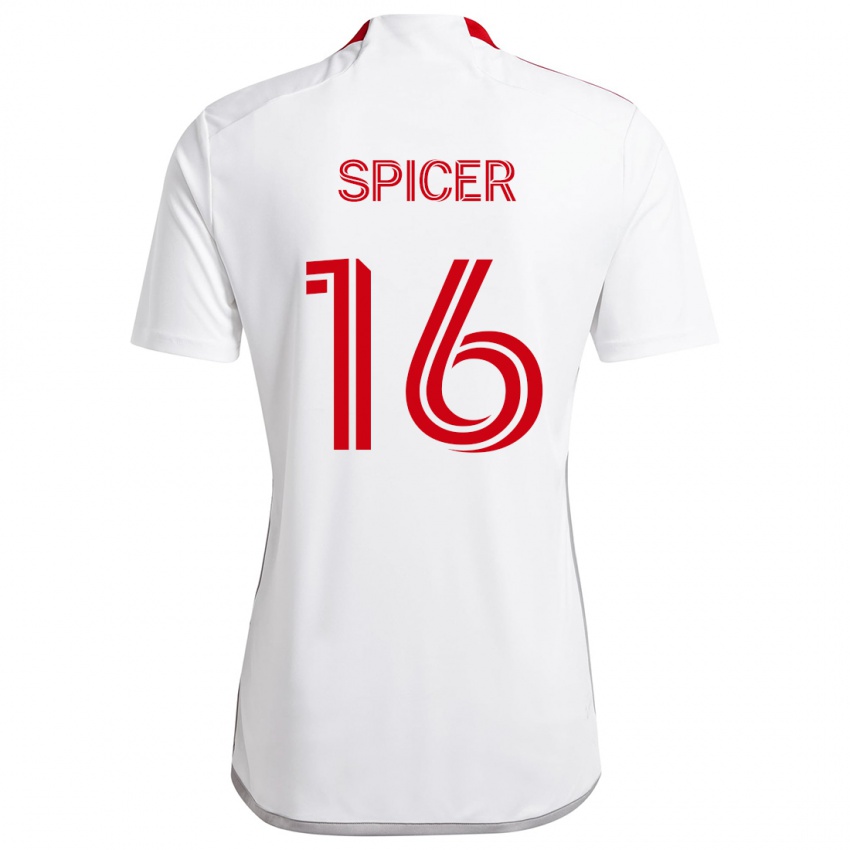 Bambino Maglia Tyrese Spicer #16 Bianco Rosso Kit Gara Away 2024/25 Maglietta