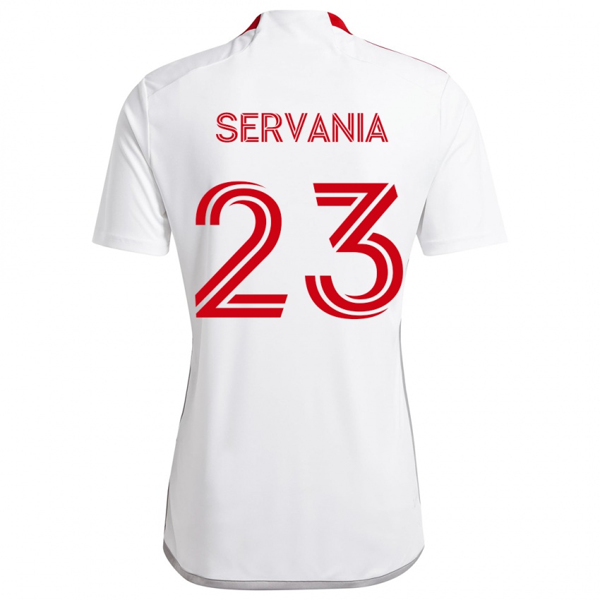 Bambino Maglia Brandon Servania #23 Bianco Rosso Kit Gara Away 2024/25 Maglietta