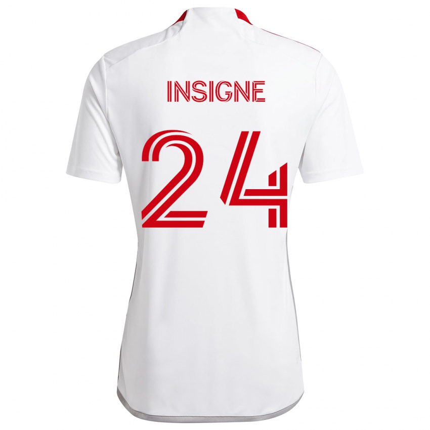 Bambino Maglia Lorenzo Insigne #24 Bianco Rosso Kit Gara Away 2024/25 Maglietta