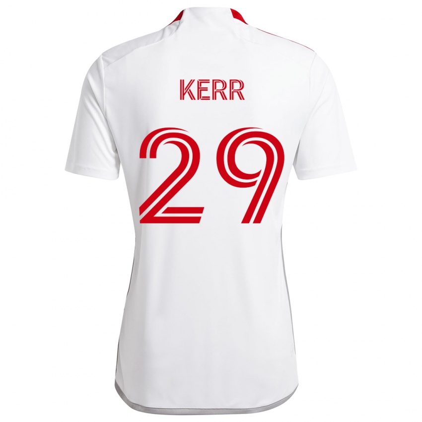 Bambino Maglia Deandre Kerr #29 Bianco Rosso Kit Gara Away 2024/25 Maglietta