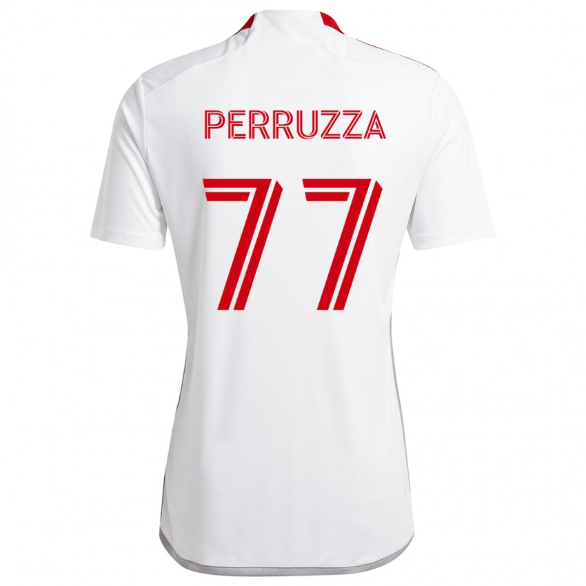 Bambino Maglia Jordan Perruzza #77 Bianco Rosso Kit Gara Away 2024/25 Maglietta