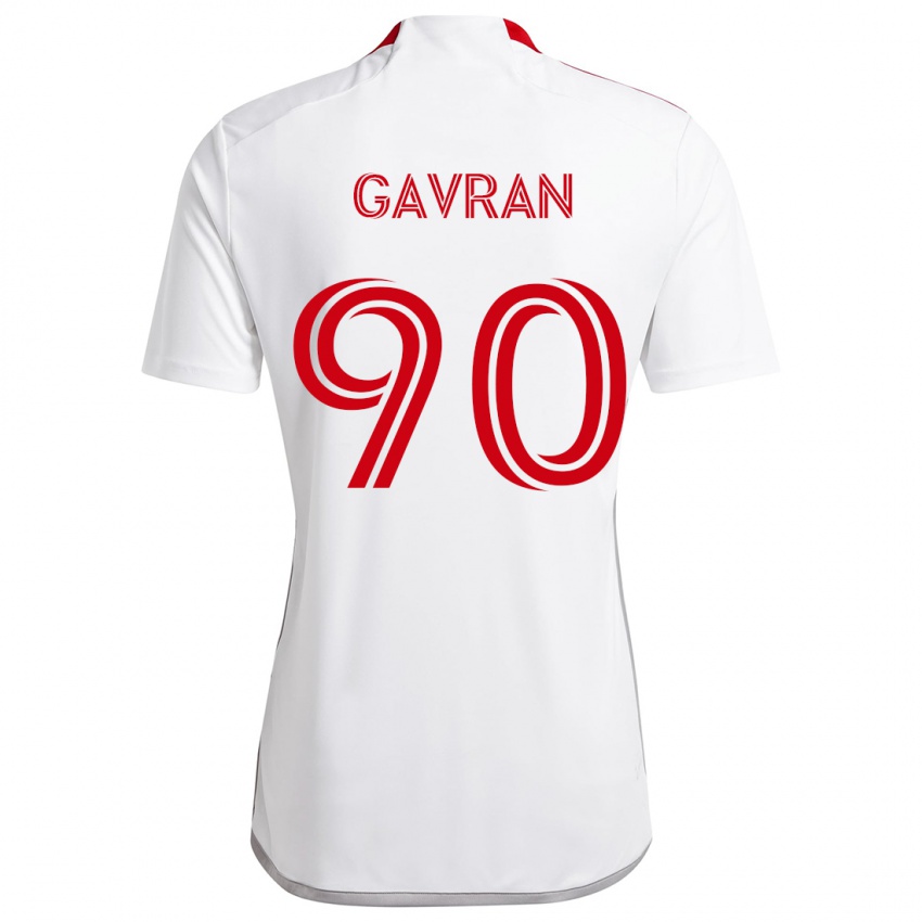 Bambino Maglia Luka Gavran #90 Bianco Rosso Kit Gara Away 2024/25 Maglietta