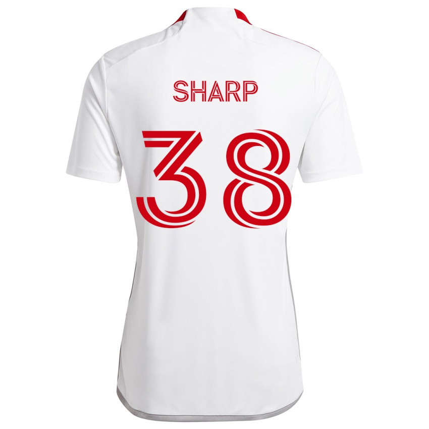 Bambino Maglia Charlie Sharp #38 Bianco Rosso Kit Gara Away 2024/25 Maglietta