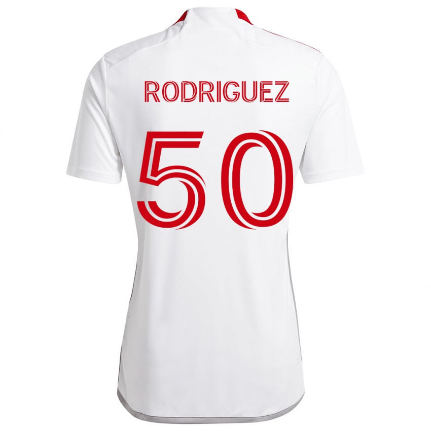 Bambino Maglia Abraham Rodriguez #50 Bianco Rosso Kit Gara Away 2024/25 Maglietta