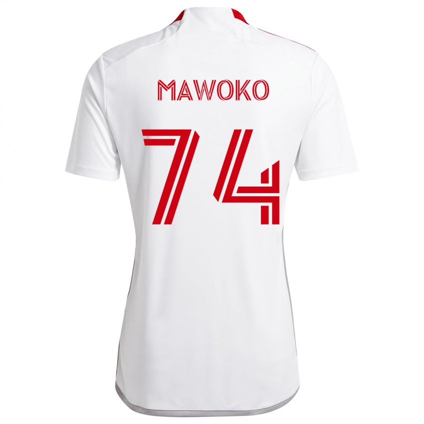 Bambino Maglia Kundai Mawoko #74 Bianco Rosso Kit Gara Away 2024/25 Maglietta