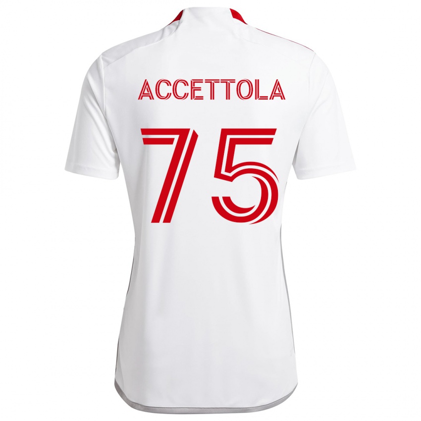 Bambino Maglia Luca Accettola #75 Bianco Rosso Kit Gara Away 2024/25 Maglietta