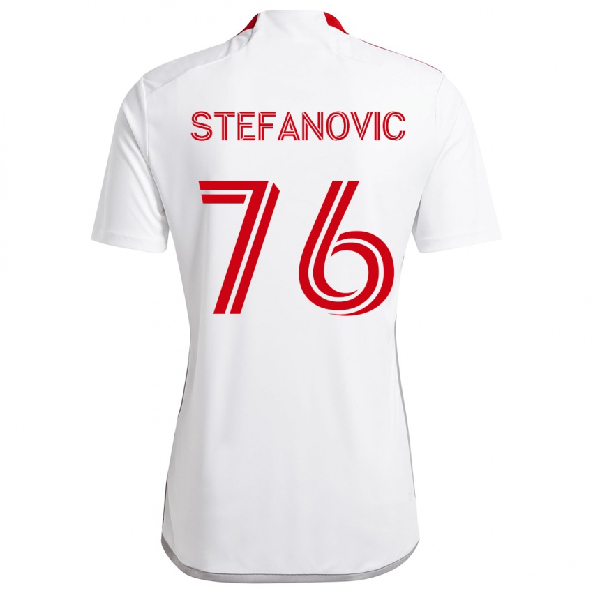 Bambino Maglia Lazar Stefanovic #76 Bianco Rosso Kit Gara Away 2024/25 Maglietta