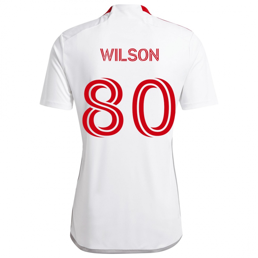 Bambino Maglia Shafique Wilson #80 Bianco Rosso Kit Gara Away 2024/25 Maglietta