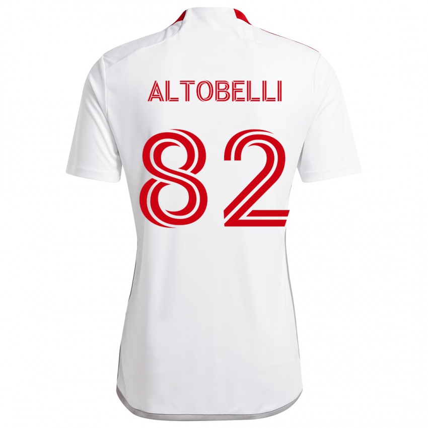 Bambino Maglia Julian Altobelli #82 Bianco Rosso Kit Gara Away 2024/25 Maglietta