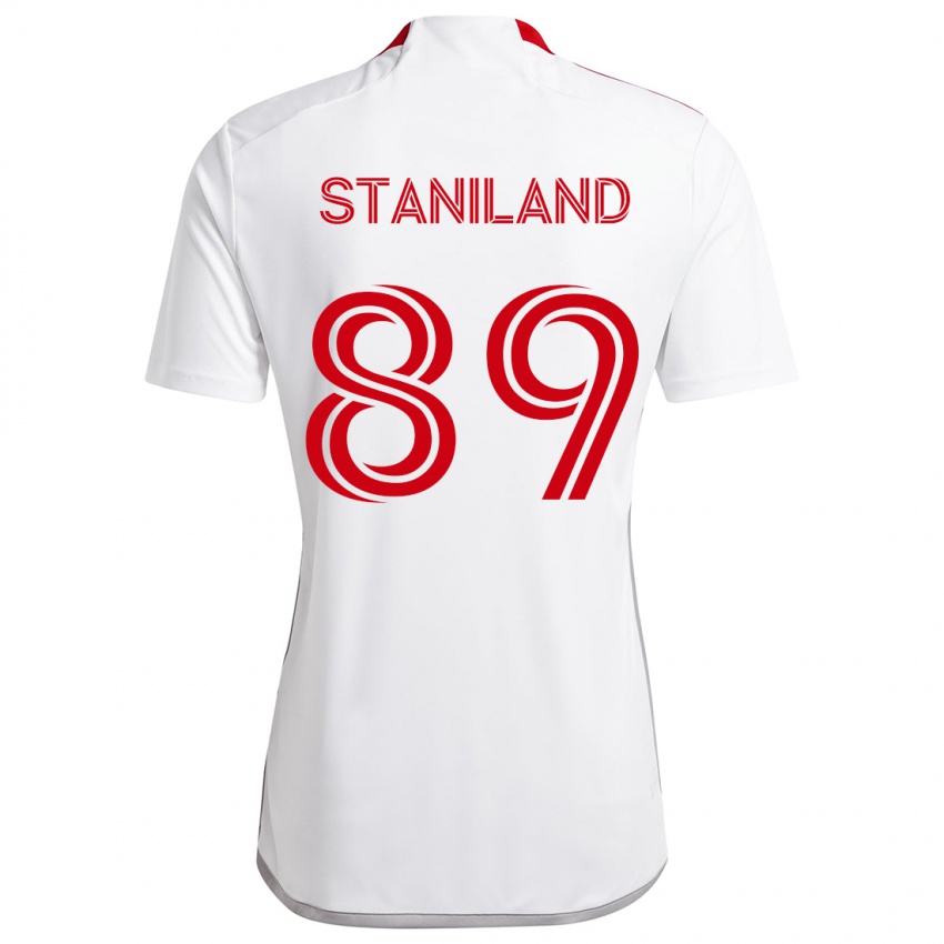 Bambino Maglia Charlie Staniland #89 Bianco Rosso Kit Gara Away 2024/25 Maglietta