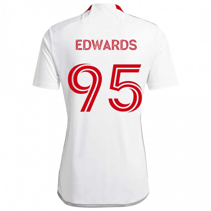 Bambino Maglia Nathaniel Edwards #95 Bianco Rosso Kit Gara Away 2024/25 Maglietta