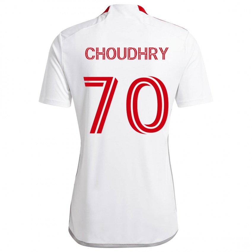 Bambino Maglia Benjamin Choudhry #70 Bianco Rosso Kit Gara Away 2024/25 Maglietta