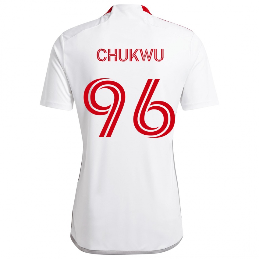 Bambino Maglia Richard Chukwu #96 Bianco Rosso Kit Gara Away 2024/25 Maglietta