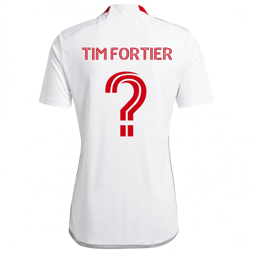 Bambino Maglia Tim Fortier #0 Bianco Rosso Kit Gara Away 2024/25 Maglietta