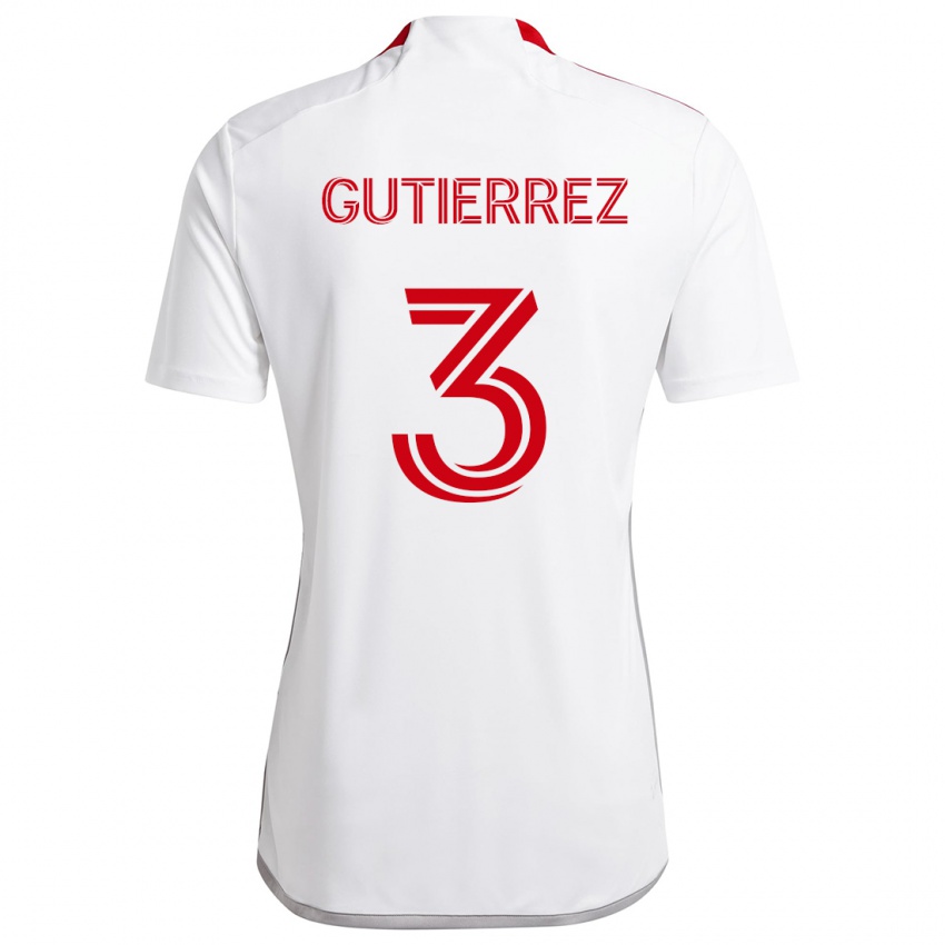 Bambino Maglia Cristián Gutiérrez #3 Bianco Rosso Kit Gara Away 2024/25 Maglietta