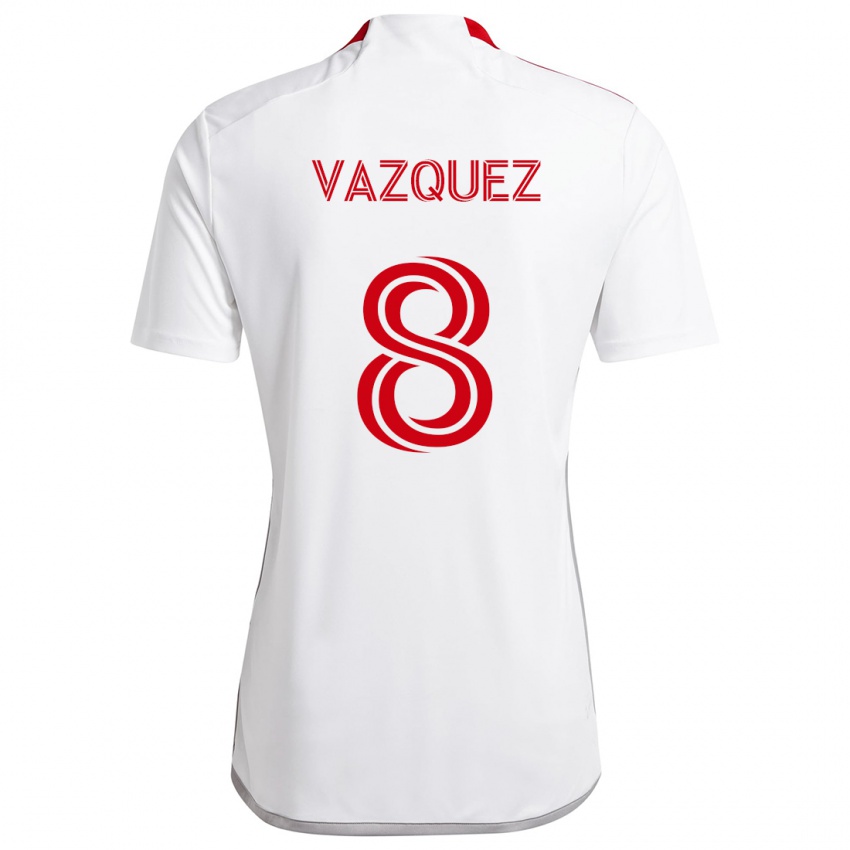 Bambino Maglia Víctor Vázquez #8 Bianco Rosso Kit Gara Away 2024/25 Maglietta