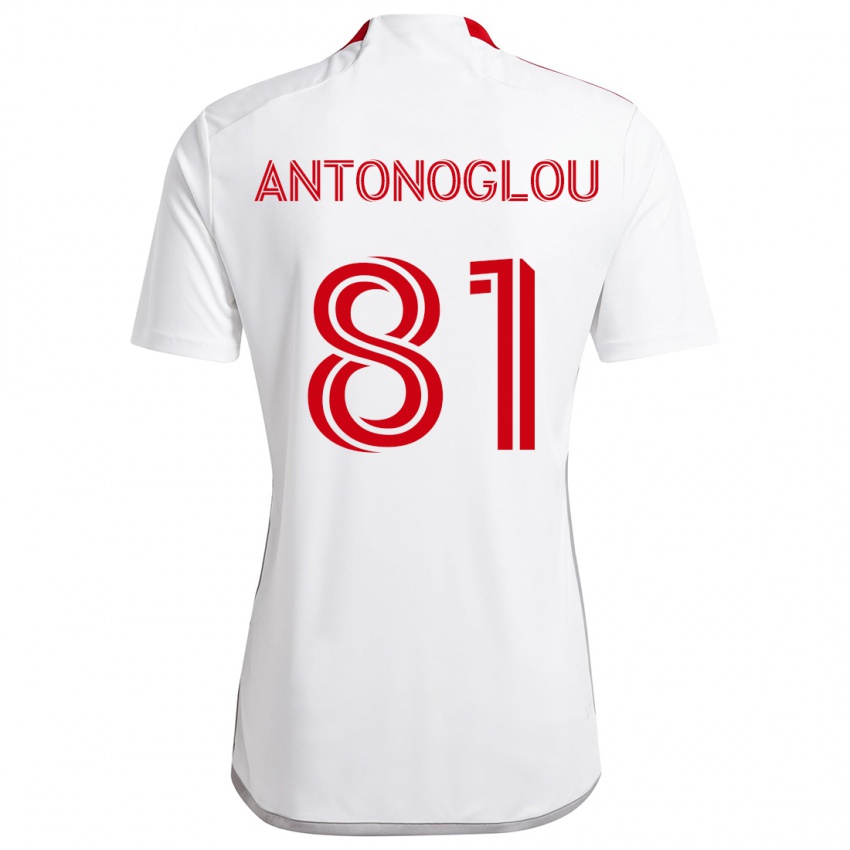 Bambino Maglia Themi Antonoglou #81 Bianco Rosso Kit Gara Away 2024/25 Maglietta