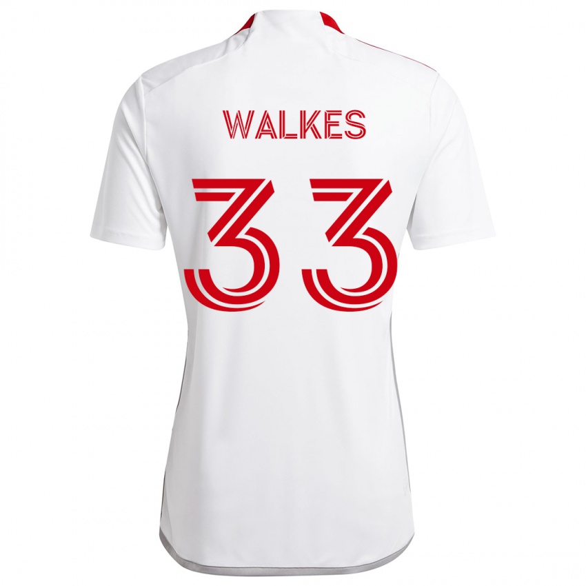 Bambino Maglia Reshaun Walkes #33 Bianco Rosso Kit Gara Away 2024/25 Maglietta