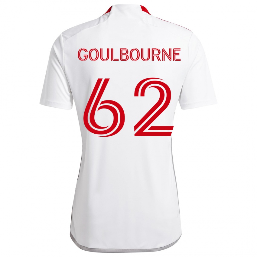 Bambino Maglia Rohan Goulbourne #62 Bianco Rosso Kit Gara Away 2024/25 Maglietta