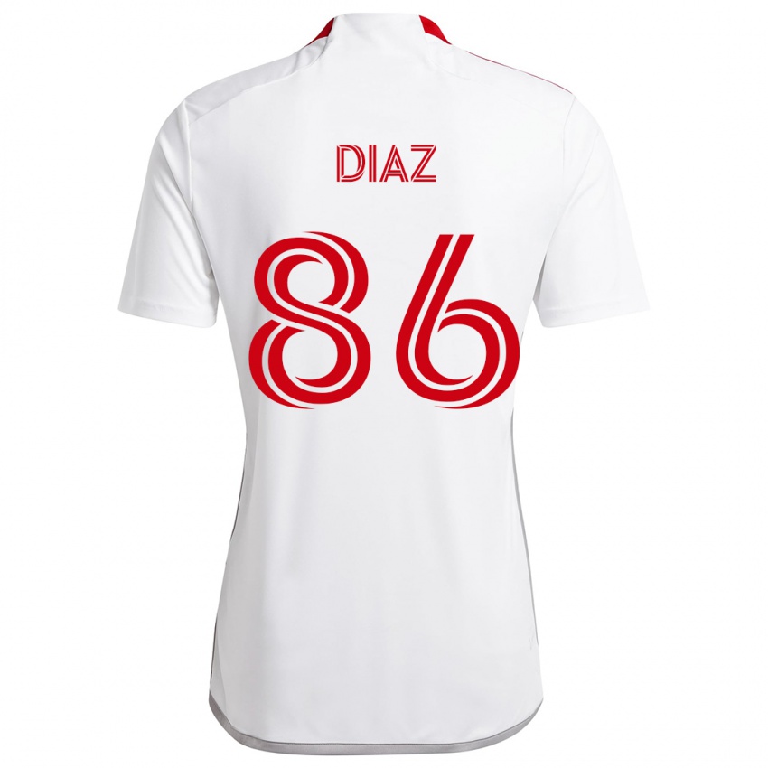 Bambino Maglia Alec Díaz #86 Bianco Rosso Kit Gara Away 2024/25 Maglietta