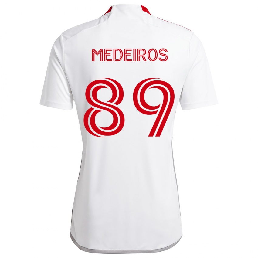 Bambino Maglia Matthew Medeiros #89 Bianco Rosso Kit Gara Away 2024/25 Maglietta