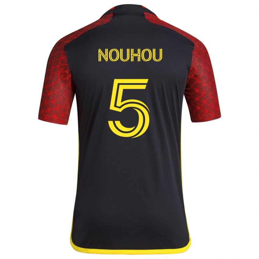 Bambino Maglia Nouhou #5 Rosso Nero Kit Gara Away 2024/25 Maglietta