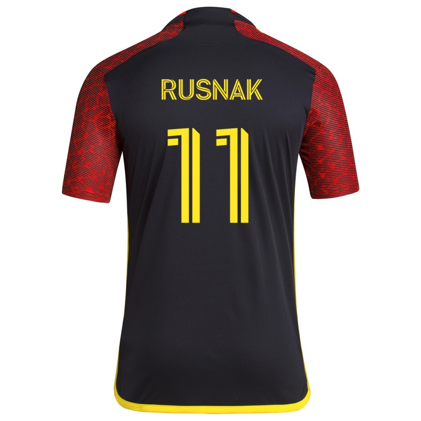 Bambino Maglia Albert Rusnák #11 Rosso Nero Kit Gara Away 2024/25 Maglietta