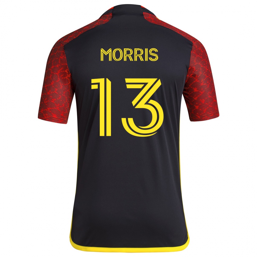 Bambino Maglia Jordan Morris #13 Rosso Nero Kit Gara Away 2024/25 Maglietta