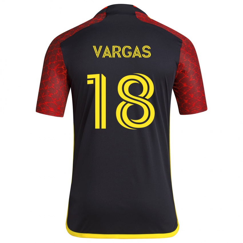 Bambino Maglia Obed Vargas #18 Rosso Nero Kit Gara Away 2024/25 Maglietta