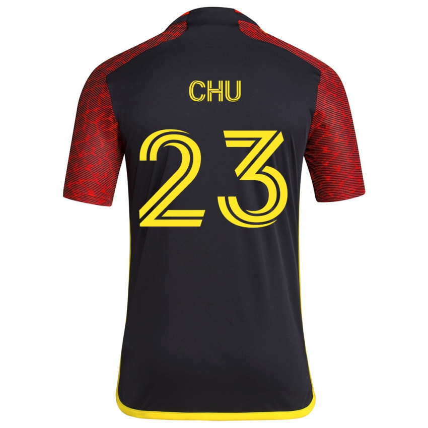 Bambino Maglia Léo Chú #23 Rosso Nero Kit Gara Away 2024/25 Maglietta