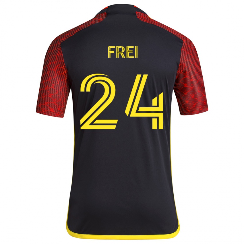 Bambino Maglia Stefan Frei #24 Rosso Nero Kit Gara Away 2024/25 Maglietta