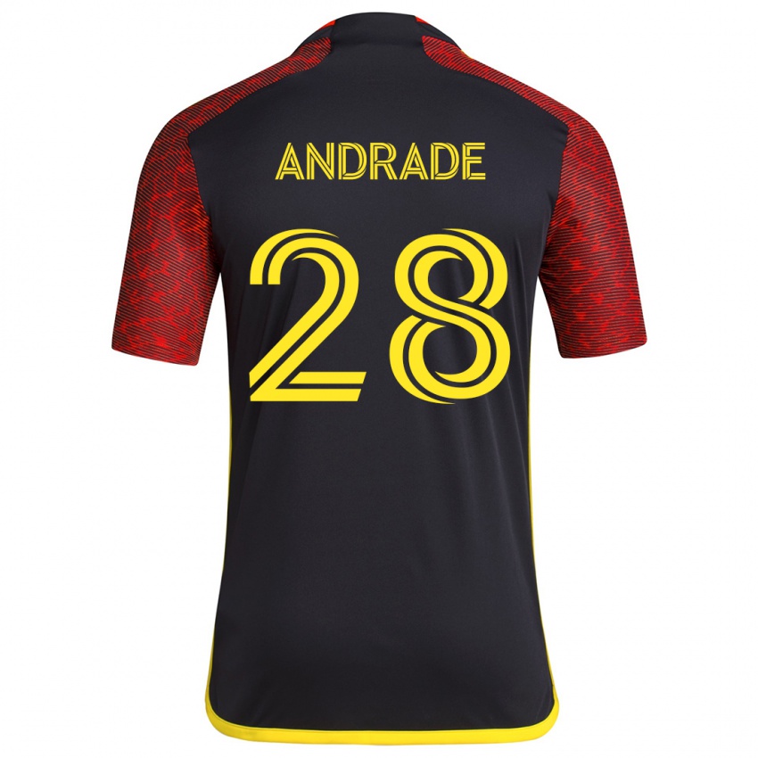 Bambino Maglia Yeimar Gómez Andrade #28 Rosso Nero Kit Gara Away 2024/25 Maglietta