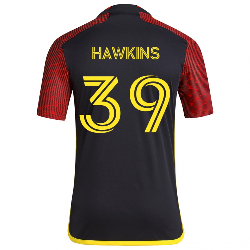 Bambino Maglia Stuart Hawkins #39 Rosso Nero Kit Gara Away 2024/25 Maglietta