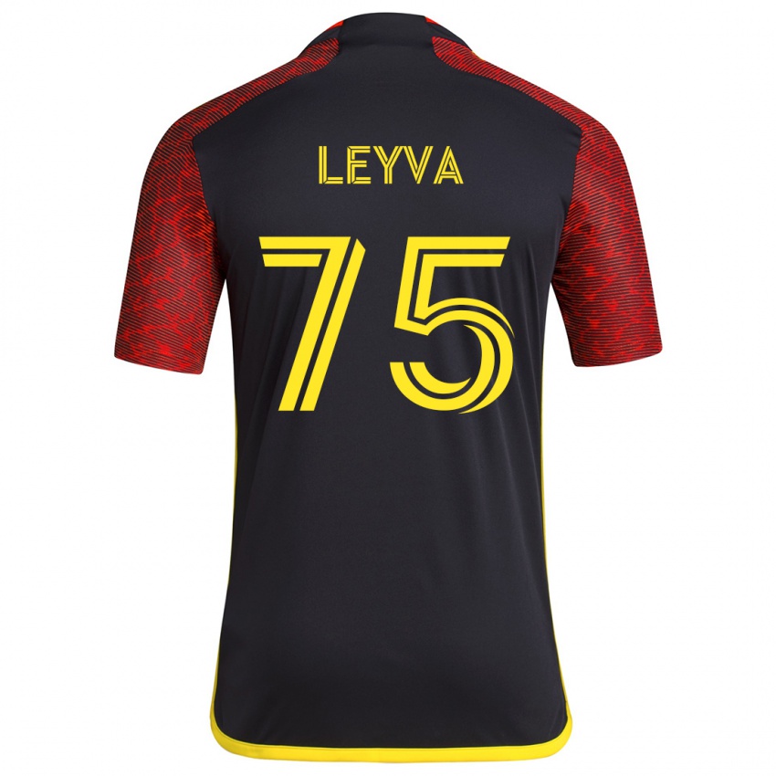 Bambino Maglia Danny Leyva #75 Rosso Nero Kit Gara Away 2024/25 Maglietta