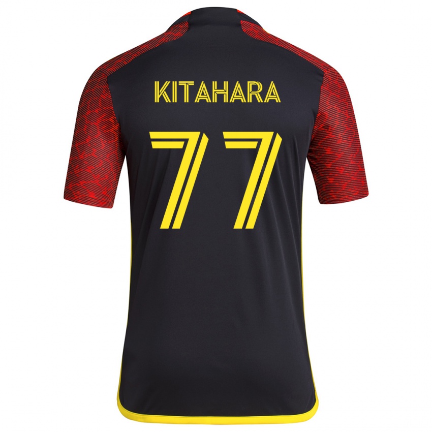 Bambino Maglia Sota Kitahara #77 Rosso Nero Kit Gara Away 2024/25 Maglietta