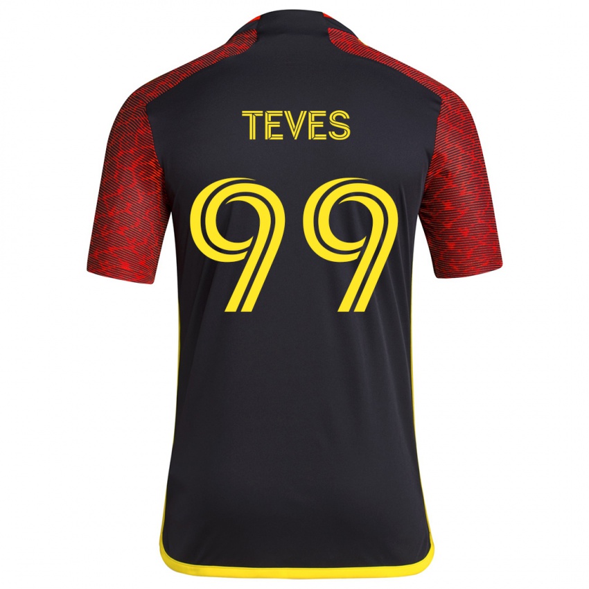 Bambino Maglia Dylan Teves #99 Rosso Nero Kit Gara Away 2024/25 Maglietta