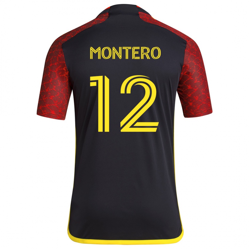 Bambino Maglia Fredy Montero #12 Rosso Nero Kit Gara Away 2024/25 Maglietta