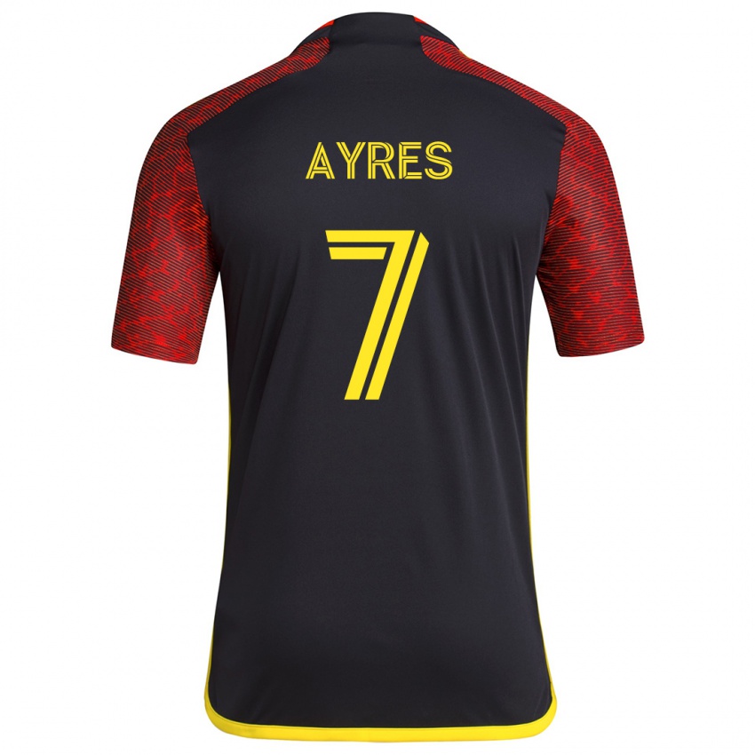 Bambino Maglia Melina Ayres #7 Rosso Nero Kit Gara Away 2024/25 Maglietta