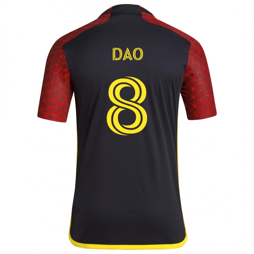 Bambino Maglia Kaylee Dao #8 Rosso Nero Kit Gara Away 2024/25 Maglietta