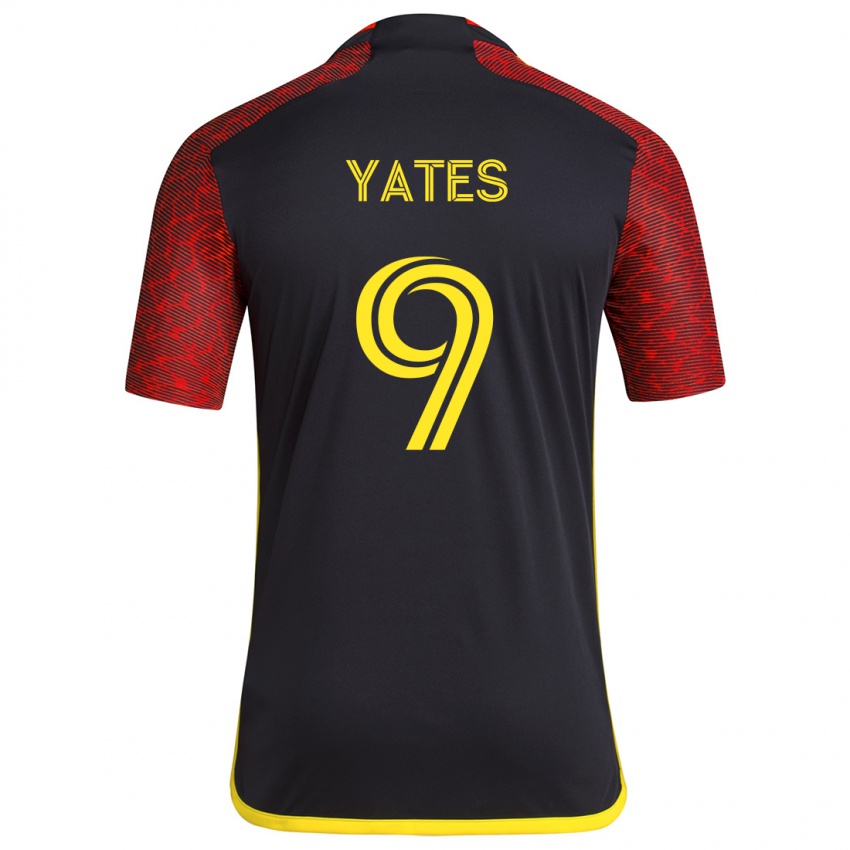 Bambino Maglia Summer Yates #9 Rosso Nero Kit Gara Away 2024/25 Maglietta