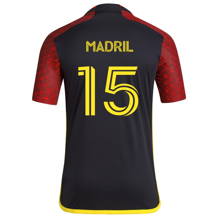 Bambino Maglia Emily Madril #15 Rosso Nero Kit Gara Away 2024/25 Maglietta